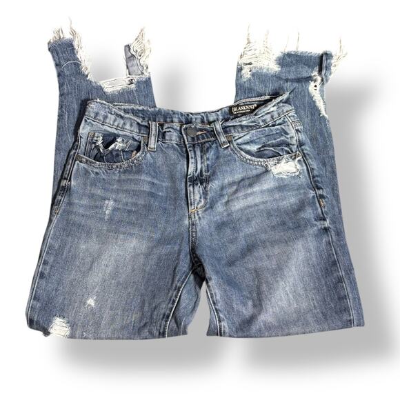 BLANKNYC The Madison Crop Distressed High-Rise Medium Wash Straight Jeans 25 - Picture 3 of 10